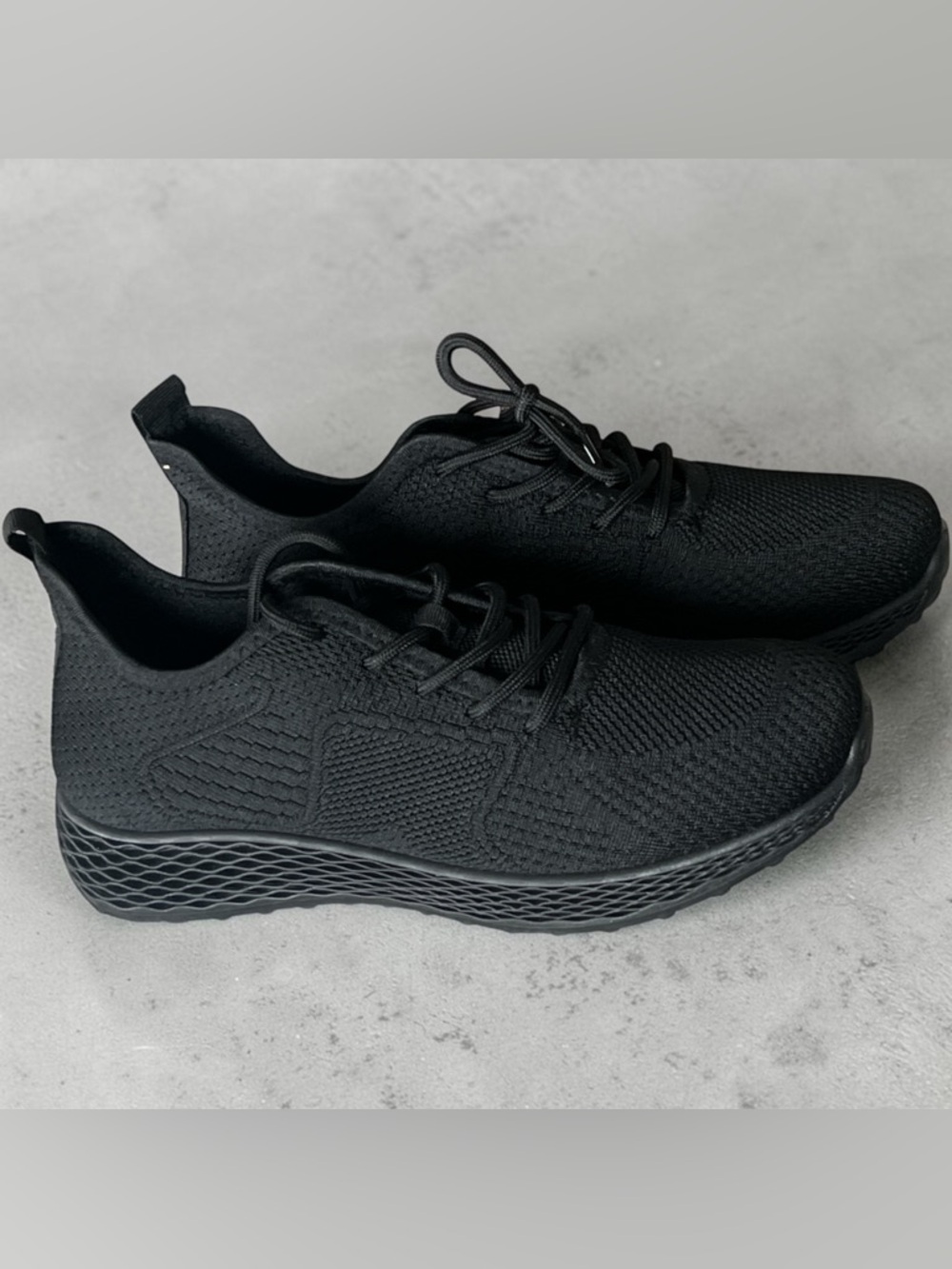 Bernal All-Black Knit Athletic Walking Sneakers